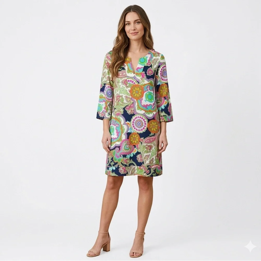 Jude Connally Colorful Paisley Print Dress women’s small - Picture 9 of 9